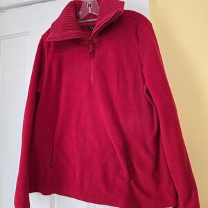 Nicole Miller Bold Red Zip-Up Fleece Sweater